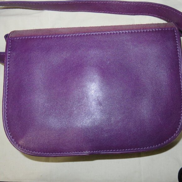 Tory Burch Vibrant Purple Leather flap Messenger Crossbody Handbag W/ dustbag - Picture 3 of 16